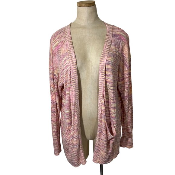 Sundance Sweaters - Sundance Cardigan women's M heathered pink orange lace knit